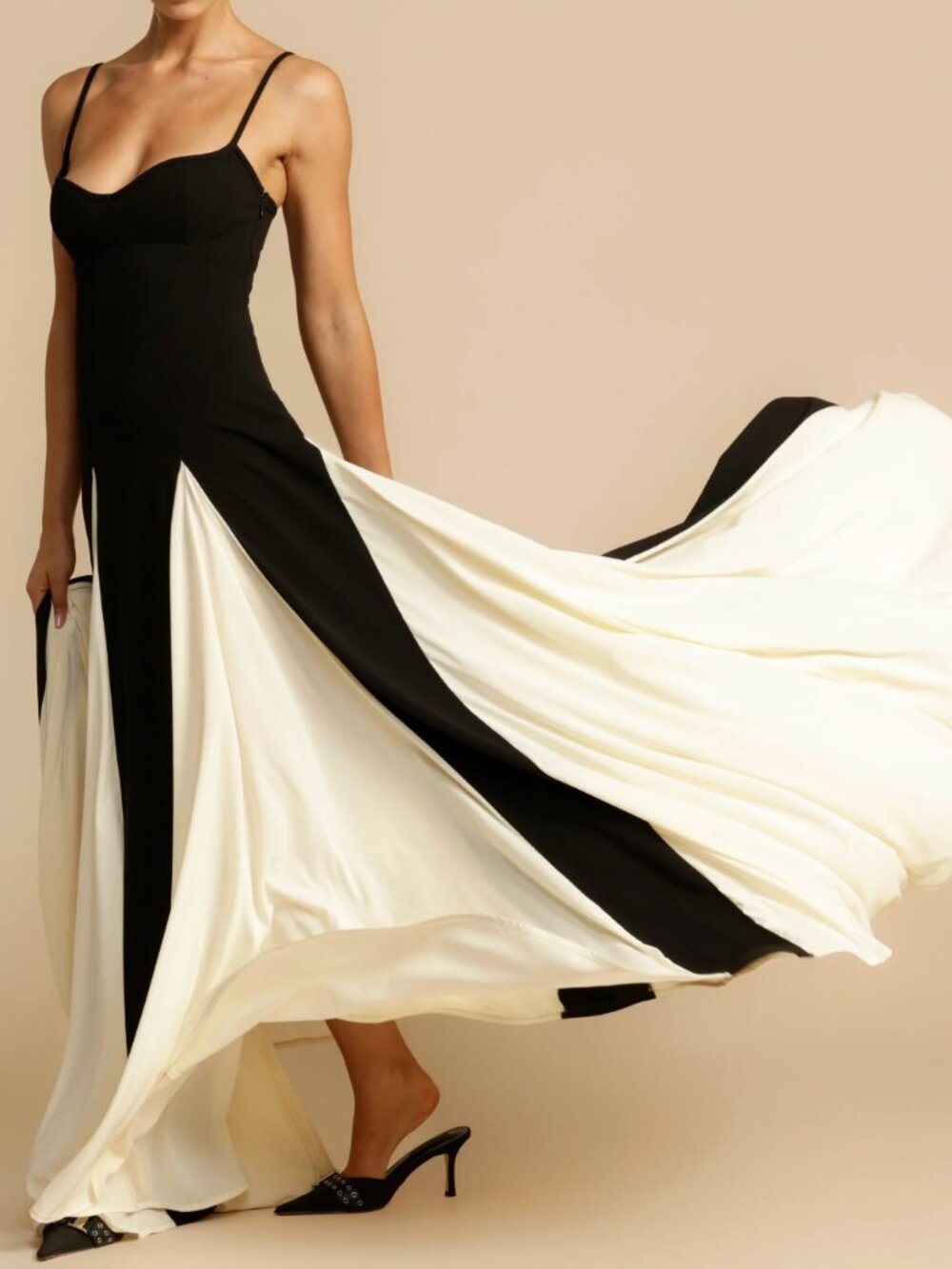 NWT Arcina Ori Paloma Black & White Colorblock Maxi Dress Gown | Retail $540 - Picture 8 of 9